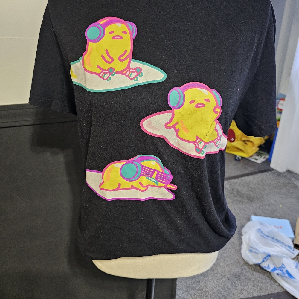 Black T-Shirt with Colorful Cartoon Print